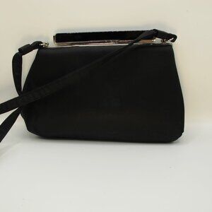 Vintage black Andé fabric purse with silver and black accents